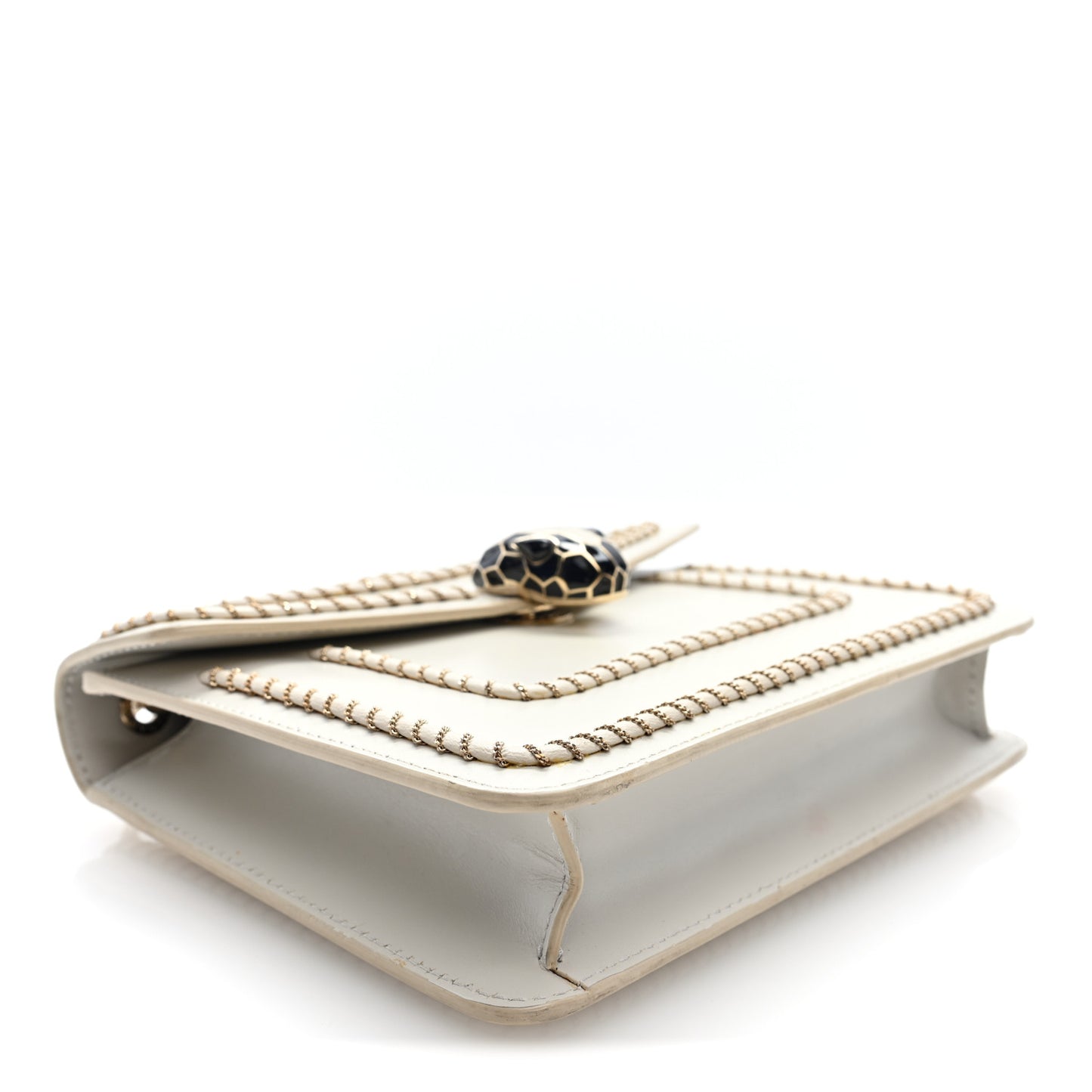 Calfskin Woven Chain Serpenti Forever Crossbody Bag White