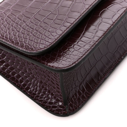 Jimmy Choo Calfskin Crocodile Embossed Medium JC Top Handle Bordeaux 9 of 10