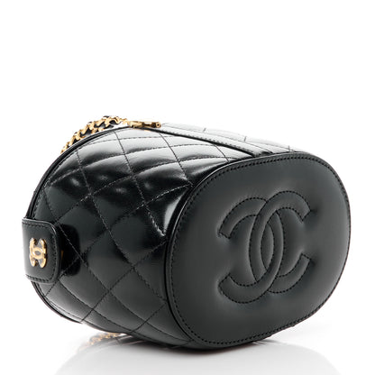 Chanel Lambskin Quilted Chain Top Handle Vanity With Chain Black 4 of 13