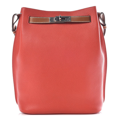 Hermes Taurillon Clemence Barenia So Kelly 22 Rouge Pivoine Fauve 1 of 9