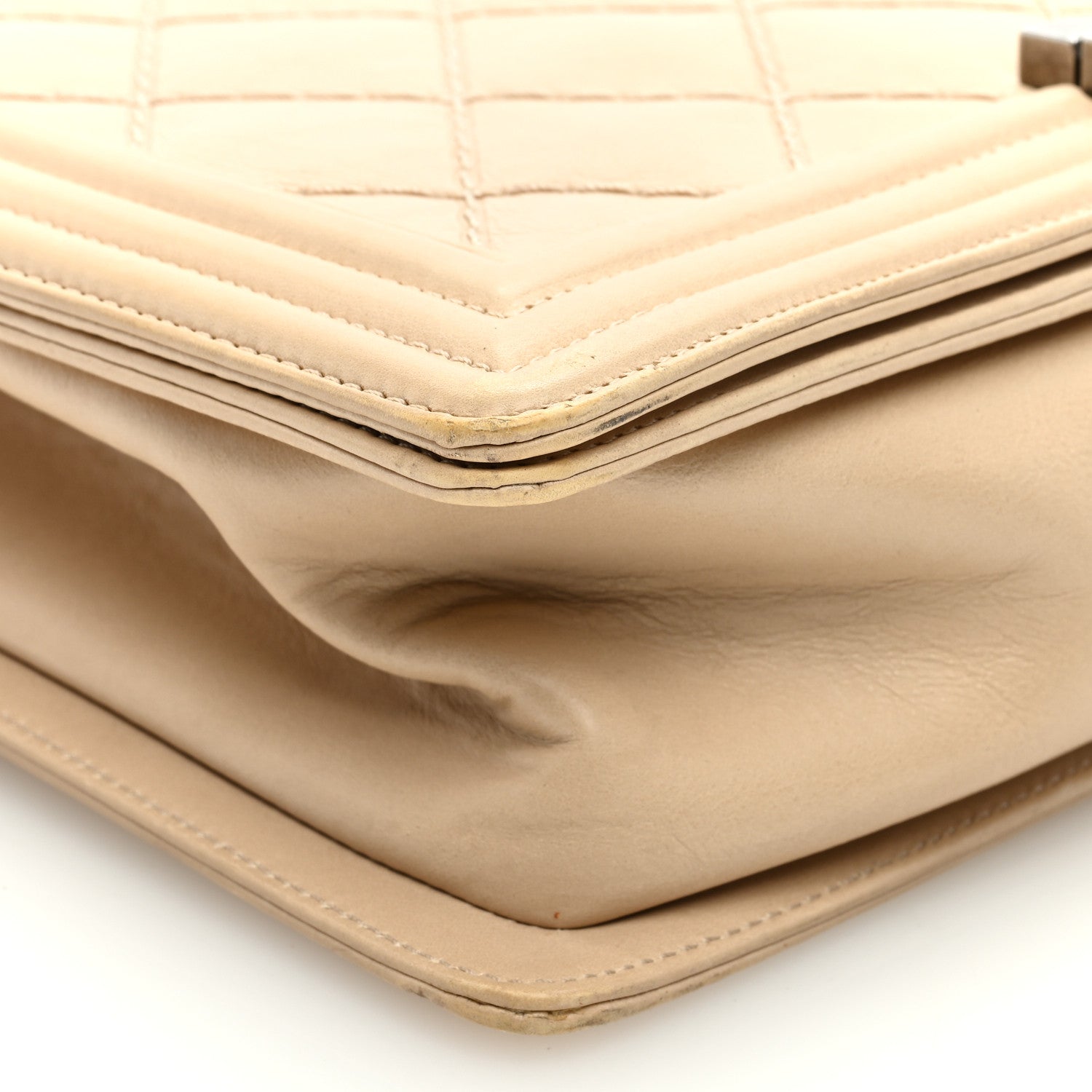 Chanel Calfskin Quilted Double Stitch New Medium Boy Flap Beige 8 of 9