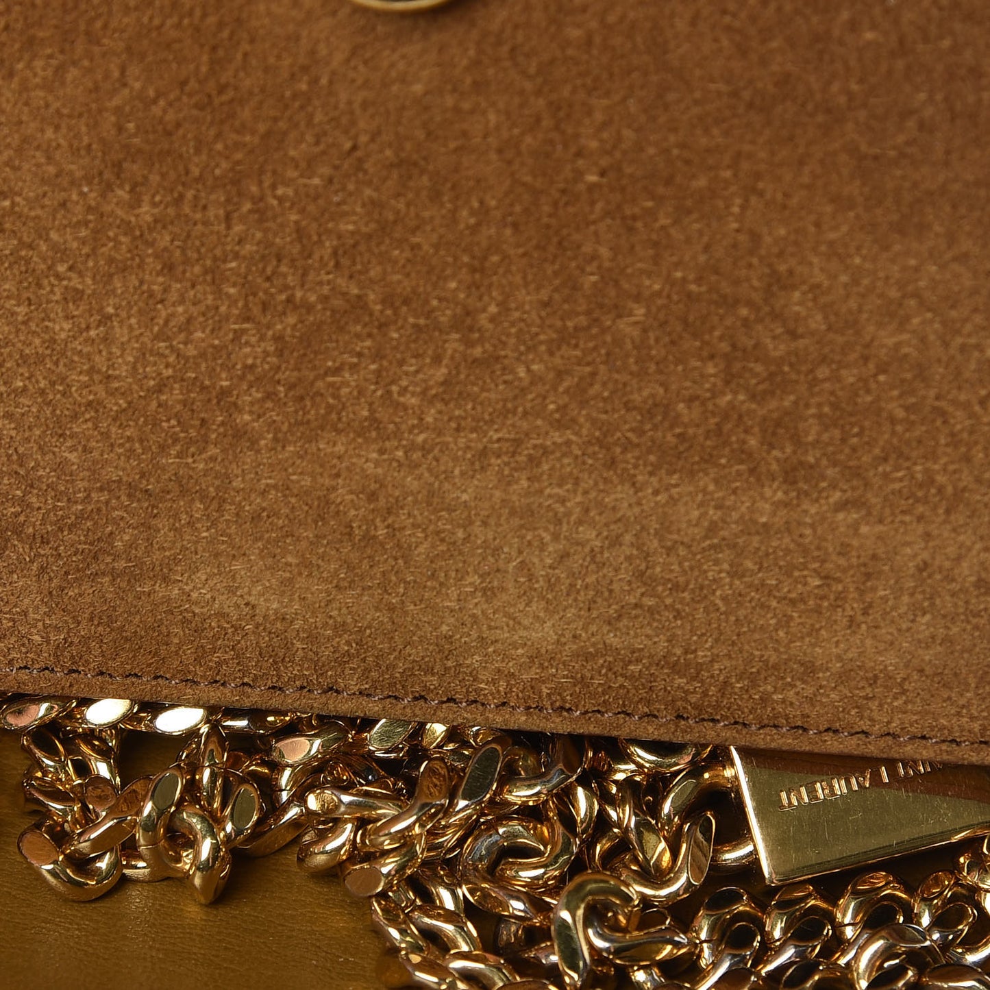 Suede Small Classic Monogram Kate Tassel Satchel Light Ochre