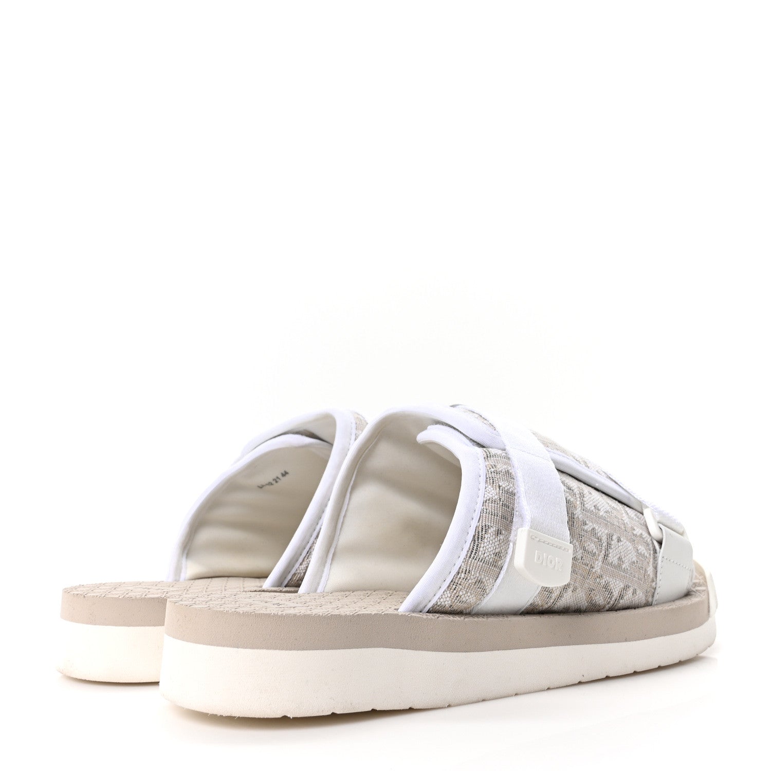 Christian Dior Oblique Jacquard Mens Alpha Sandals 44 White Beige