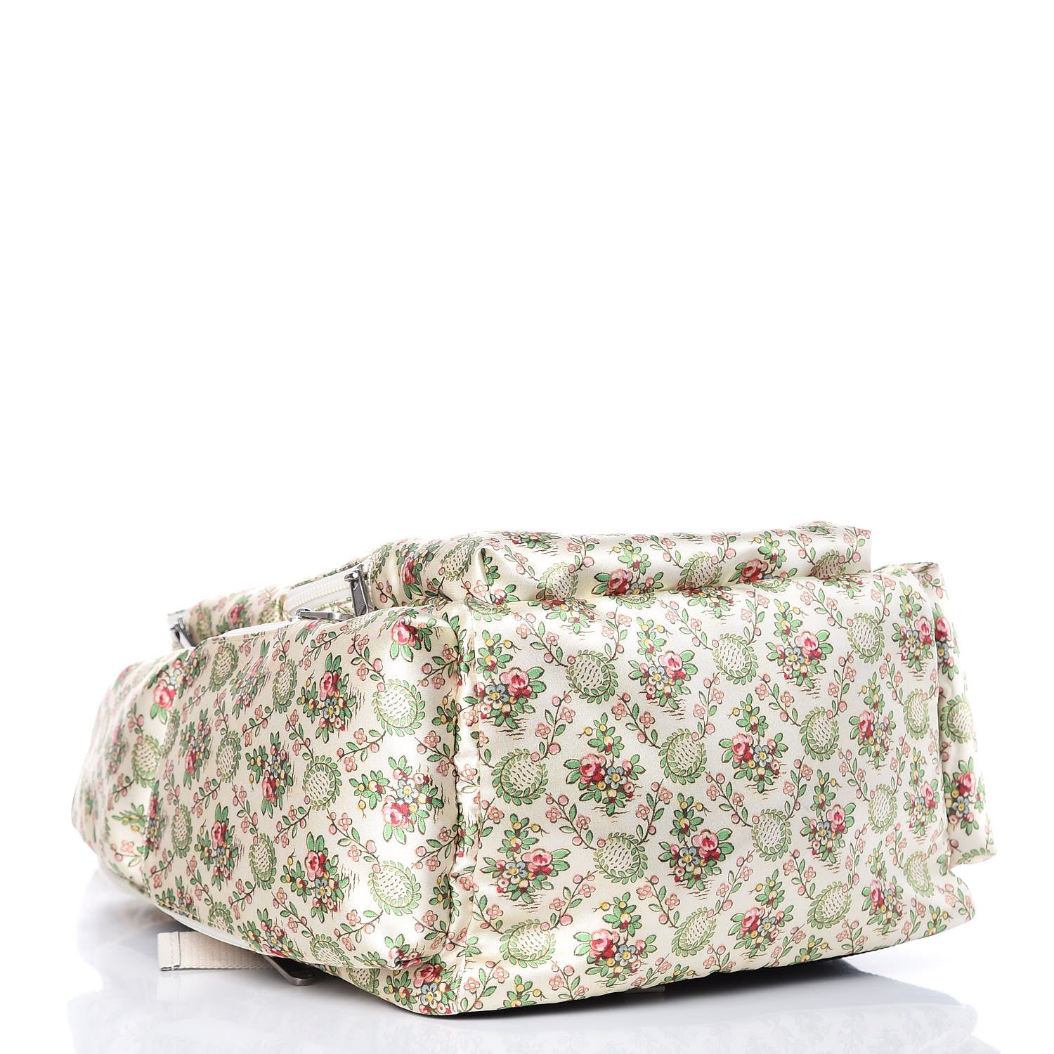 Gucci X MLB Satin Floral Print NY Yankees Patch Backpack Ivory Green 4 of 11