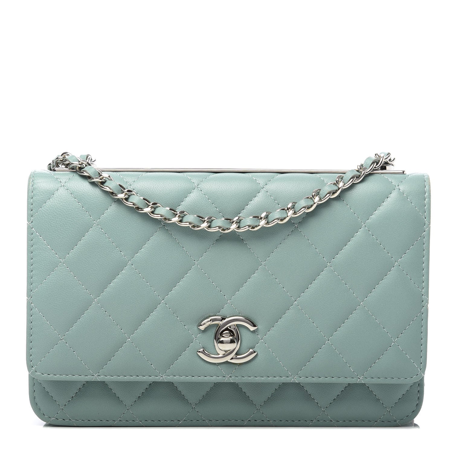 Chanel Lambskin Quilted Trendy CC Wallet On Chain WOC Light Blue 1 of 14
