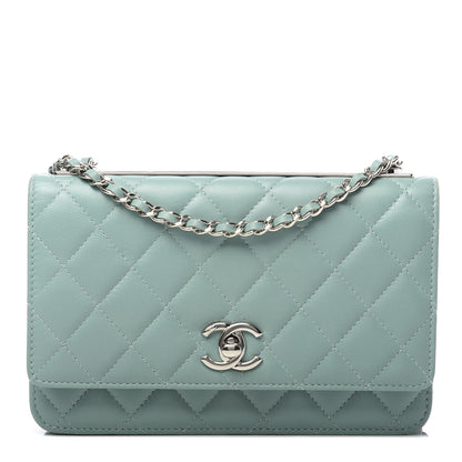 Chanel Lambskin Quilted Trendy CC Wallet On Chain WOC Light Blue 1 of 14
