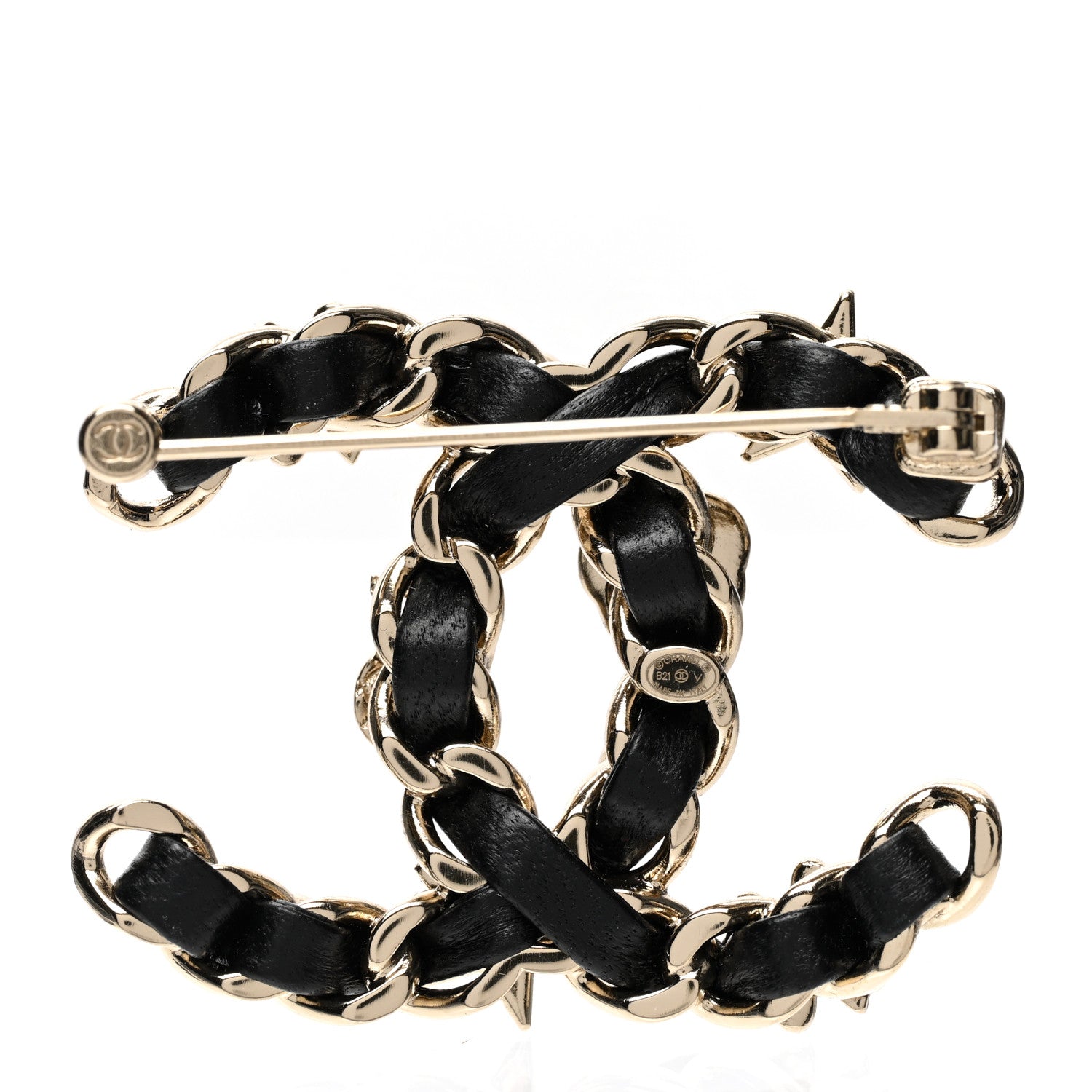 Chanel Lambskin Pearl Strass Sergeant Chanel Brooch Black Gold 3 of 5
