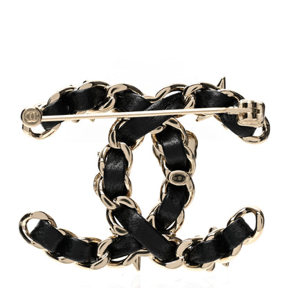 Chanel Lambskin Pearl Strass Sergeant Chanel Brooch Black Gold 3 of 5