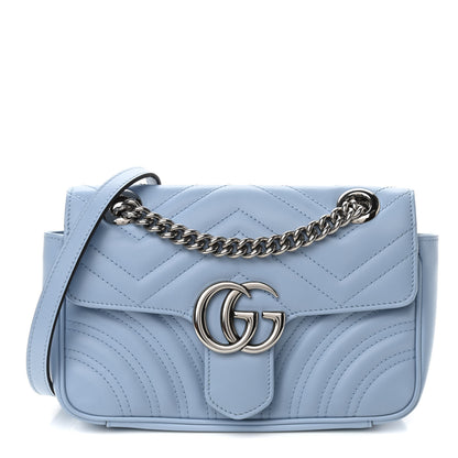 Gucci Calfskin Matelasse Mini GG Marmont Shoulder Bag Porcelain Light Blue 1 of 11