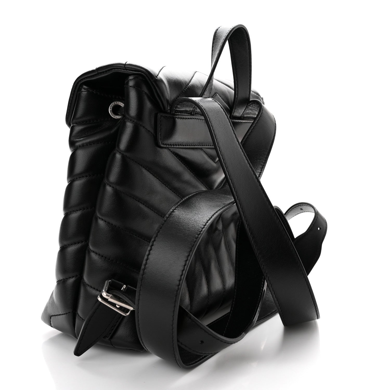 Saint Laurent Calfskin Y Quilted Monogram Small Loulou Backpack Black 3 of 10