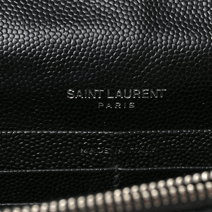 Saint Laurent Grain De Poudre Matelasse Chevron Monogram Envelope Chain Wallet Black 5 of 7