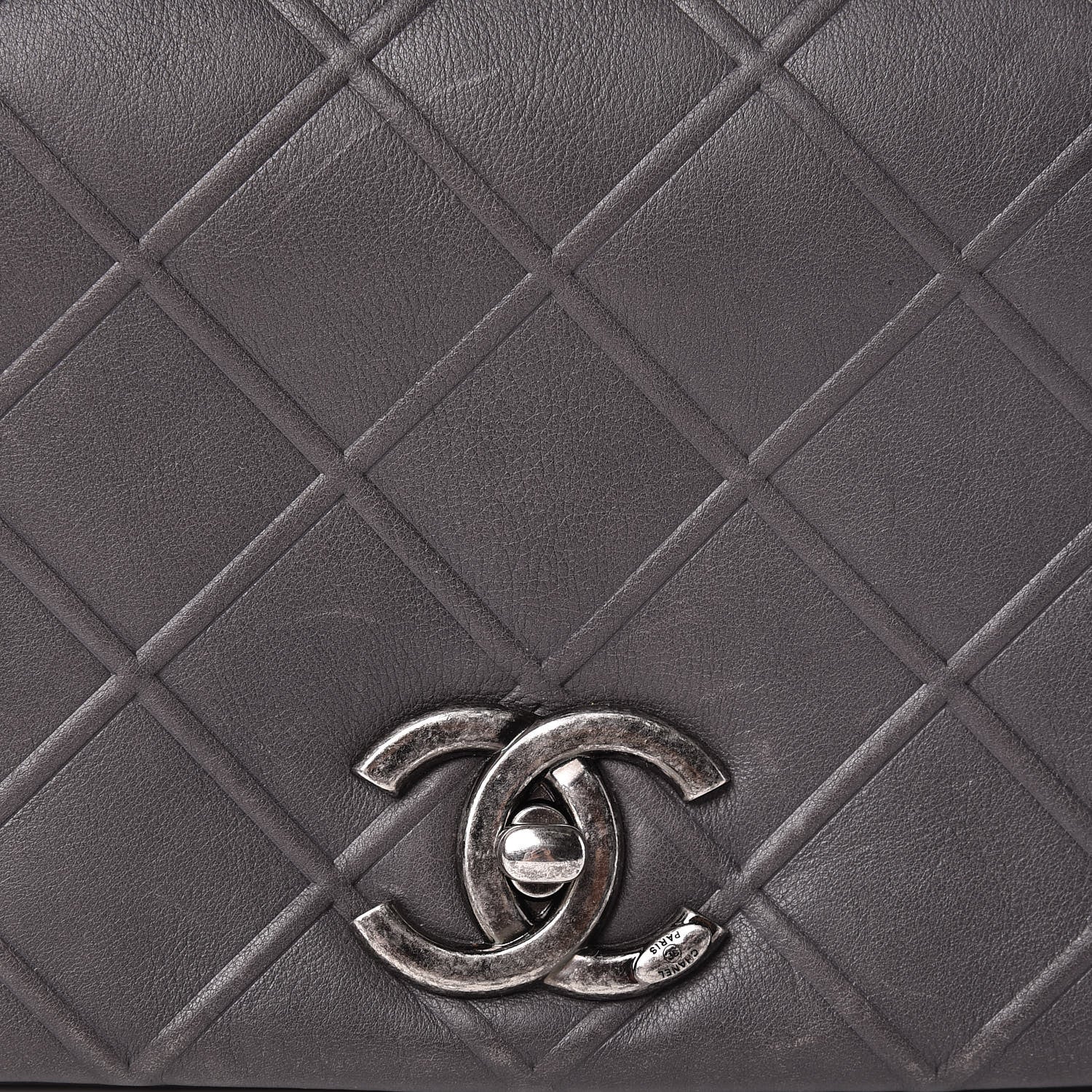 Chanel Calfskin Diamond Embossed New Chic Flap Grey 8 of 14