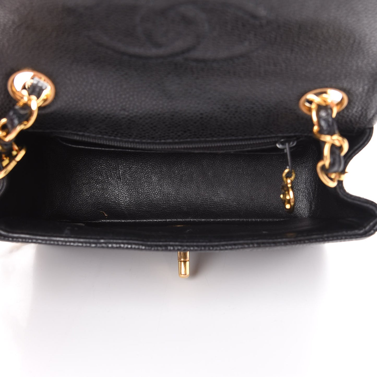 Caviar Horizontal Quilted Mini Square Flap Black