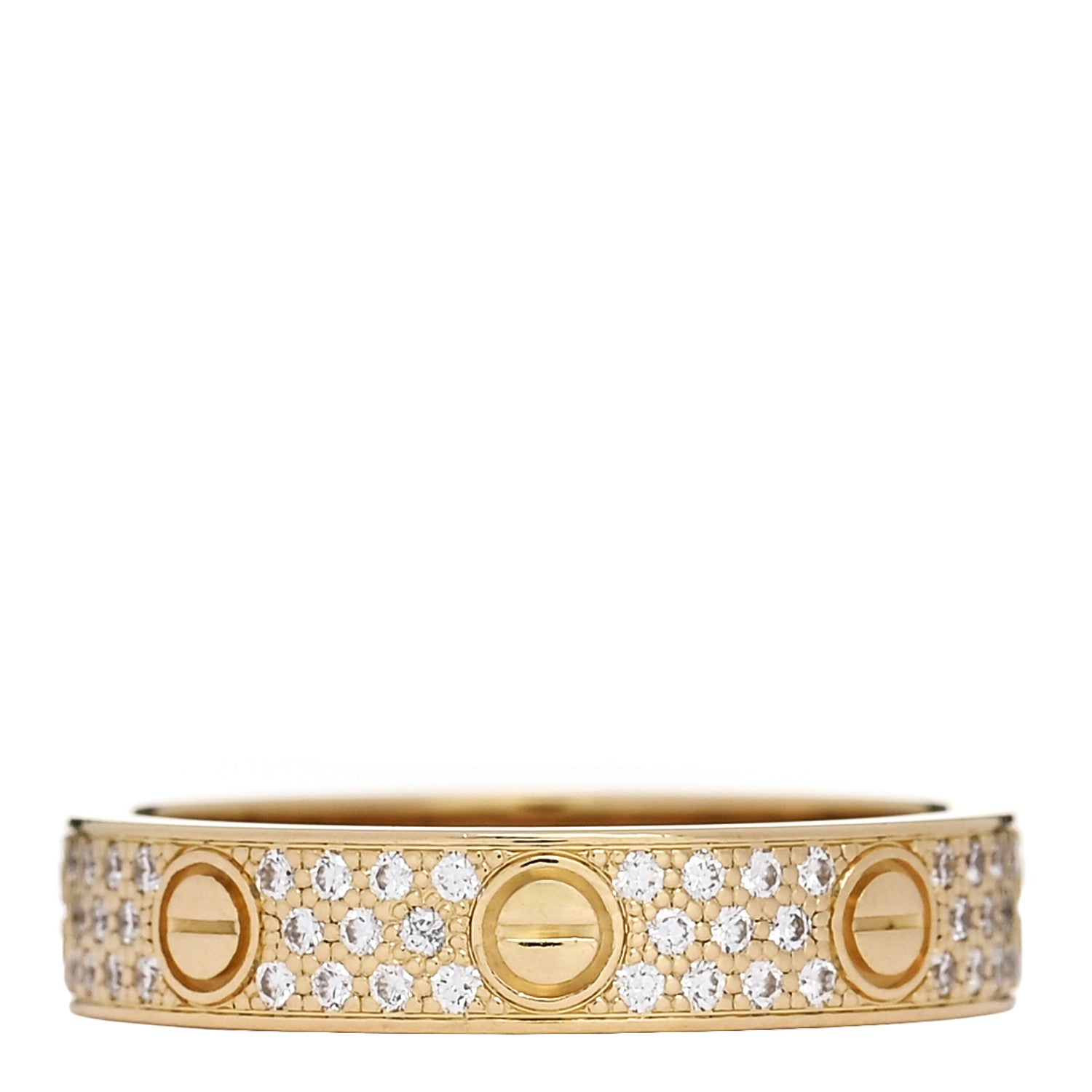 Cartier 18K Yellow Gold Diamond 4mm LOVE Wedding Paved Band Ring 51 5.75 1 of 4