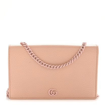 Gucci Dollar Calfskin Enamel Monochrome Mini GG Marmont Chain Wallet Perfect Pink 1 of 13