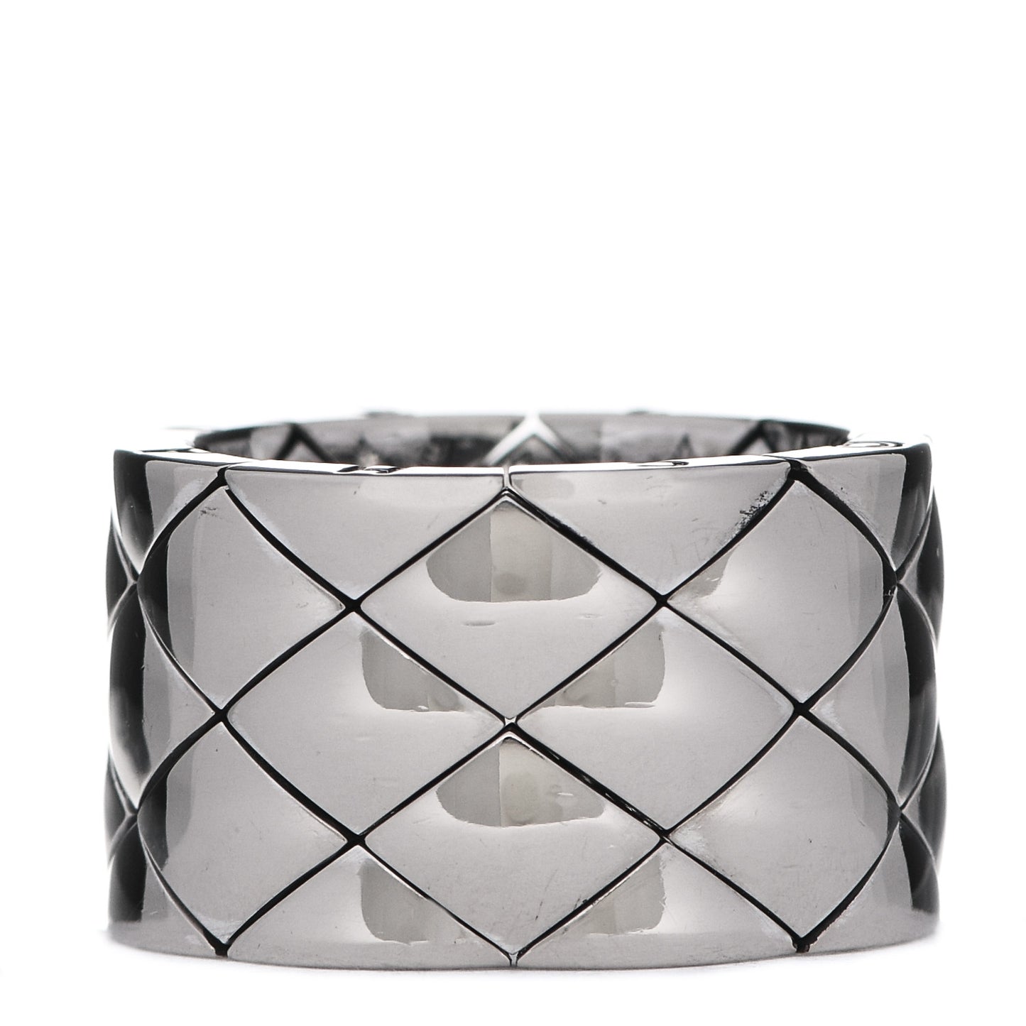 18K White Gold Large Matelasse Ring 53 6.25