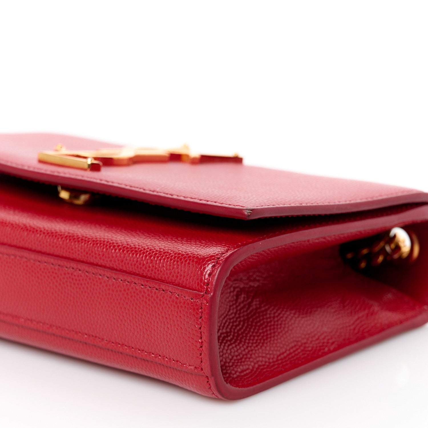 Saint Laurent Grain De Poudre Small Monogram Kate Satchel Red 11 of 11