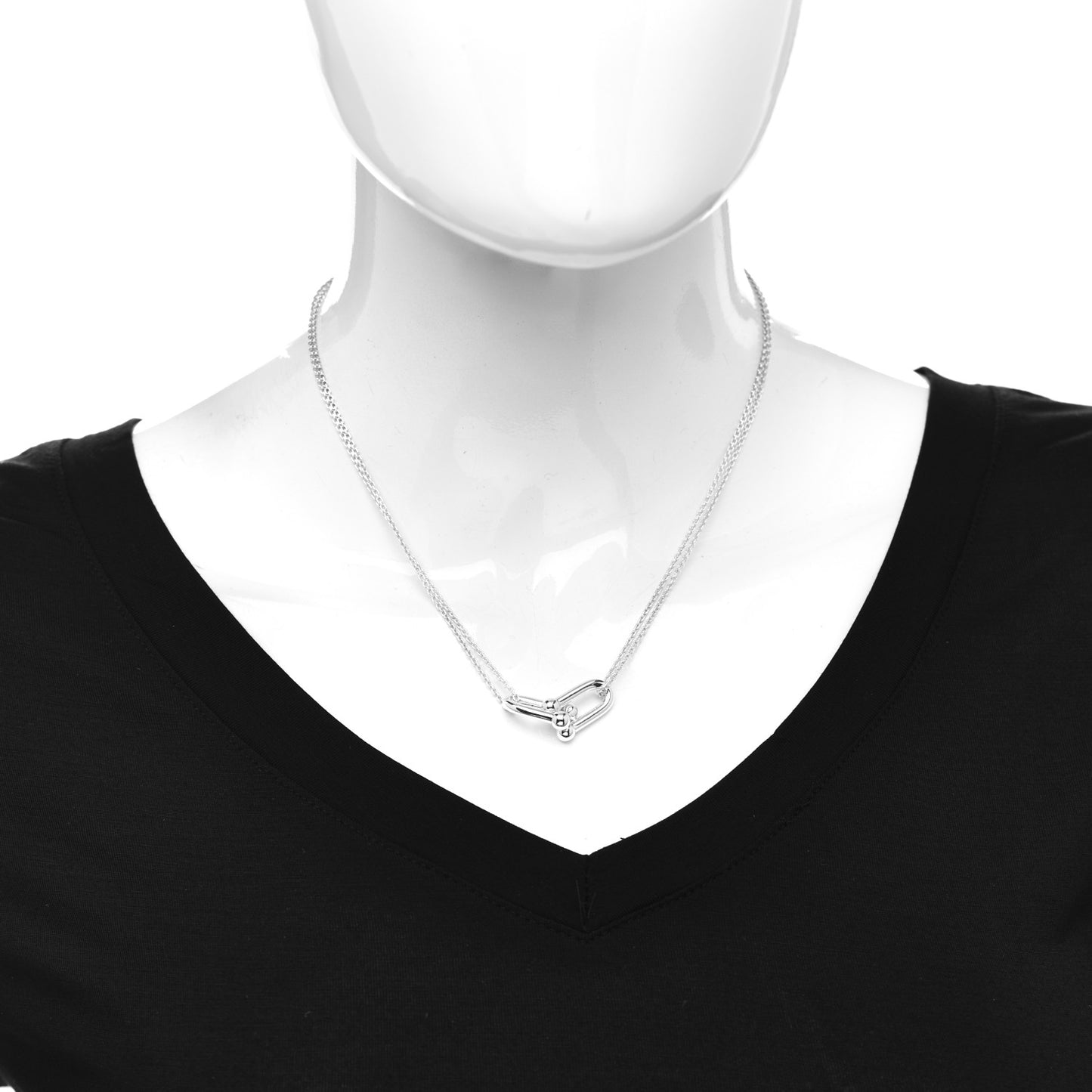 Sterling Silver Double HardWear Link Pendant Necklace
