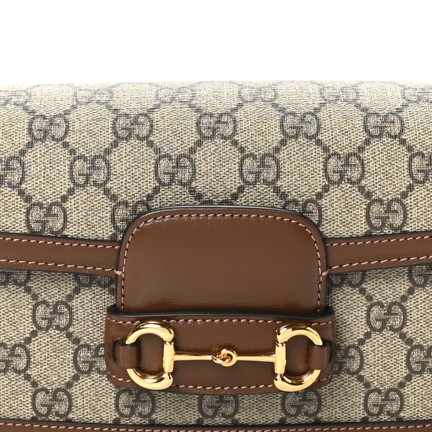Gucci GG Supreme Monogram Small Horsebit 1955 Chain Shoulder Bag Beige Ebony Brown Sugar 8 of 10