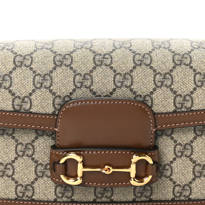 Gucci GG Supreme Monogram Small Horsebit 1955 Chain Shoulder Bag Beige Ebony Brown Sugar 8 of 10