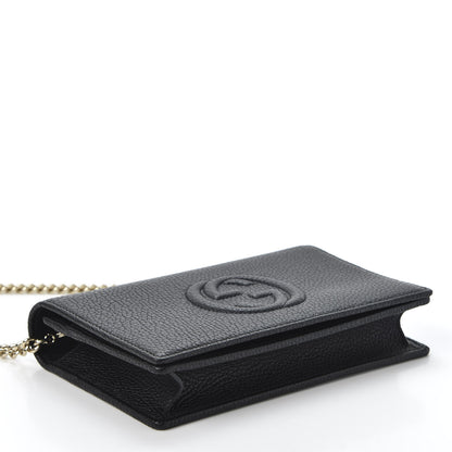 Gucci Pebbled Calfskin Soho Wallet on Chain Black 3 of 9