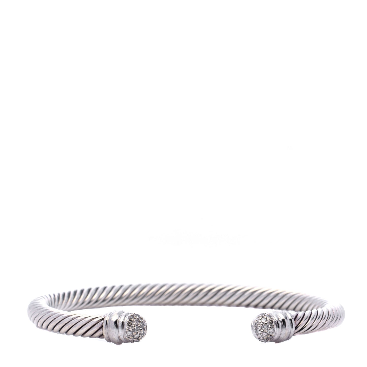 Sterling Silver 18K White Gold Diamond 5mm Cable Classics Bracelet