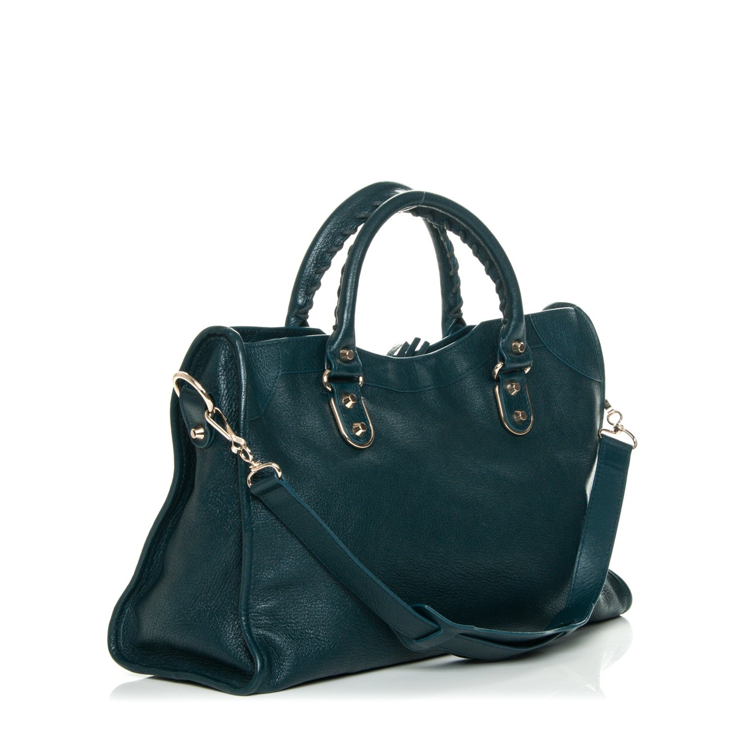 Chevre Gold Metallic Edge Hardware City Bleu Paon