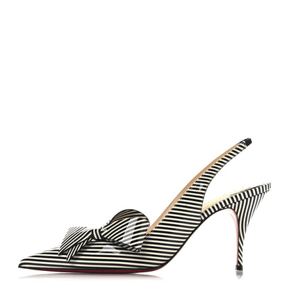 Christian Louboutin Patent Stripes Clare Nodo 80 Pumps 40 Jeans White 1 of 8