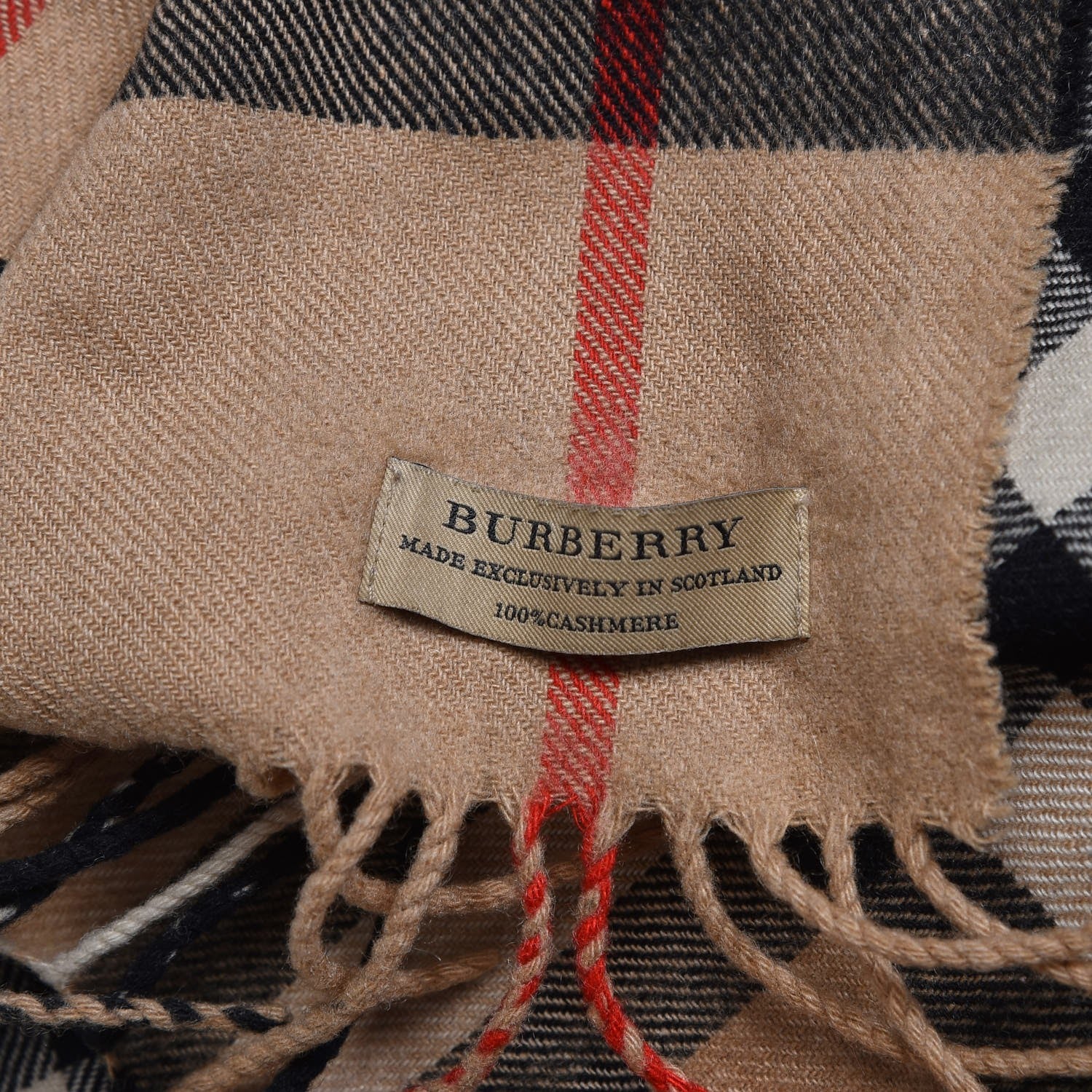Burberry Cashmere Classic Check Fringe Scarf Camel 7 of 9