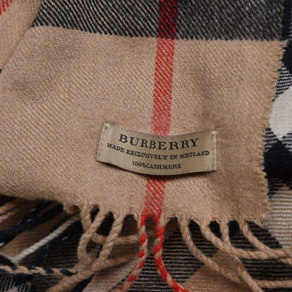 Burberry Cashmere Classic Check Fringe Scarf Camel 7 of 9