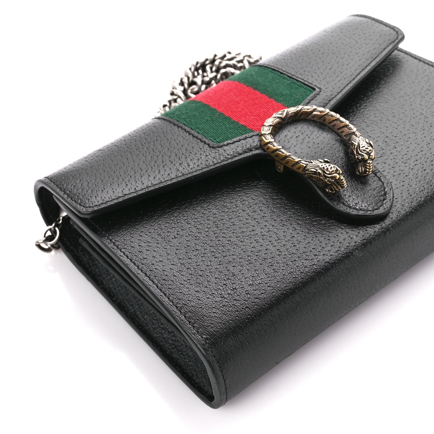 Calfskin Web Mini Dionysus Chain Wallet Black