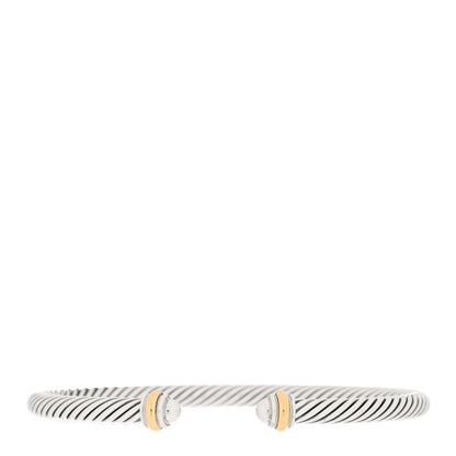 David Yurman Sterling Silver 18K Yellow Gold 4mm Cable Classics Bracelet 1 of 3