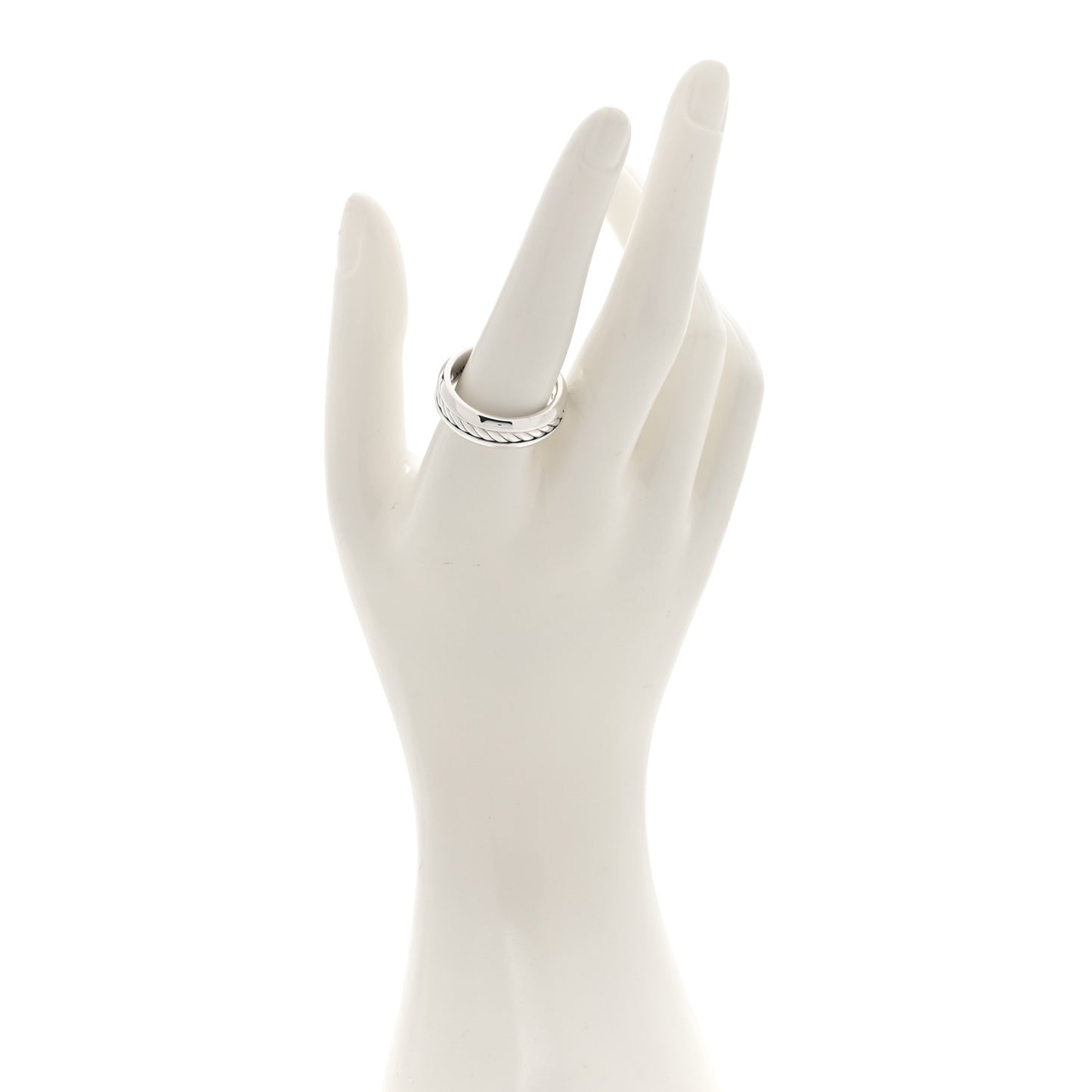 Sterling Silver 8mm Cable Inset Band Ring 62 10