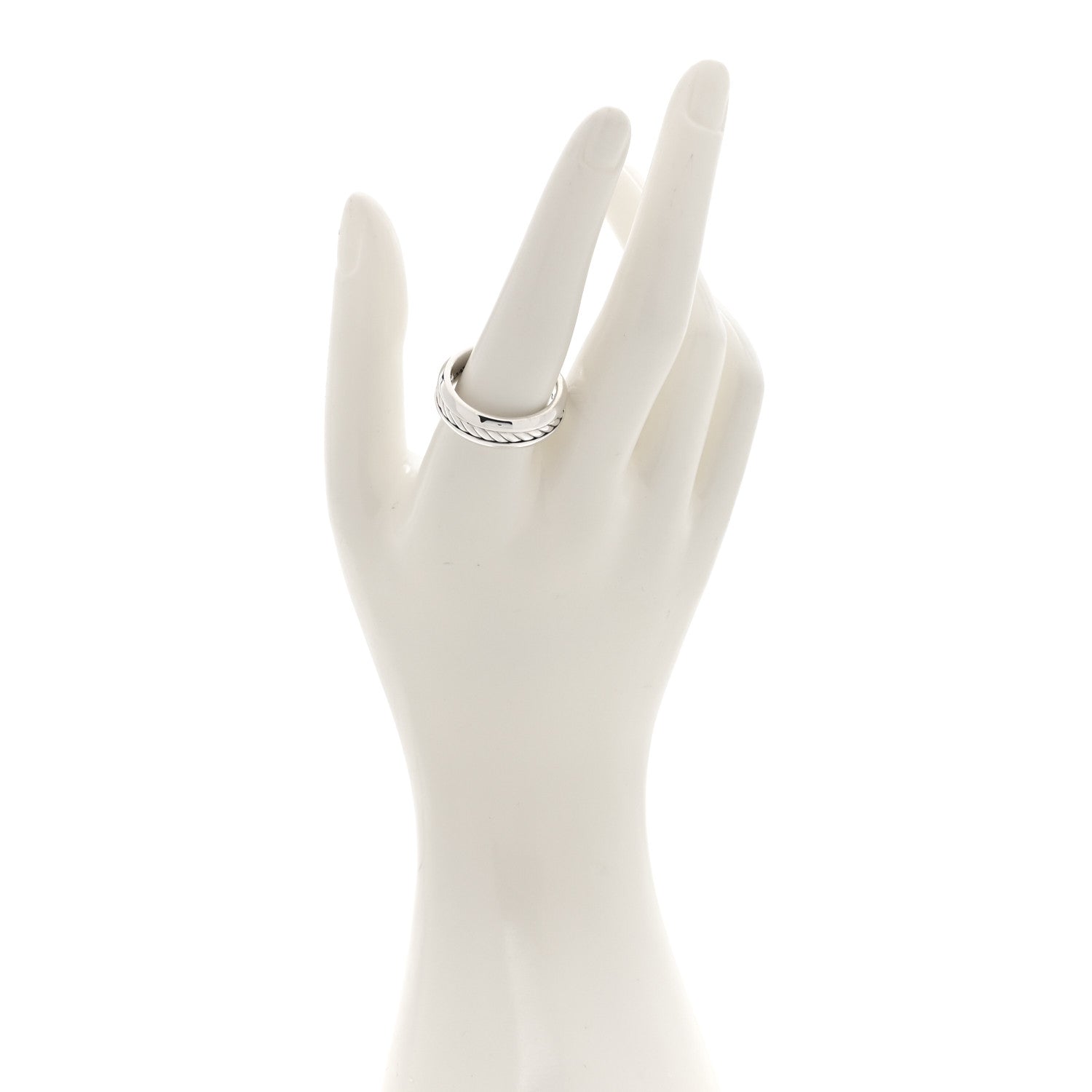 David Yurman Sterling Silver 8mm Cable Inset Band Ring 62 10 2 of 7