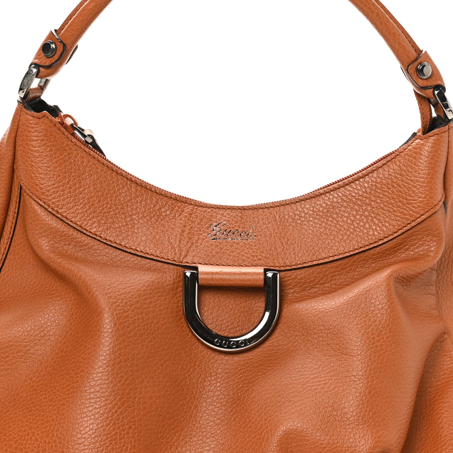 Calfskin Large D Gold Ring Hobo Brown
