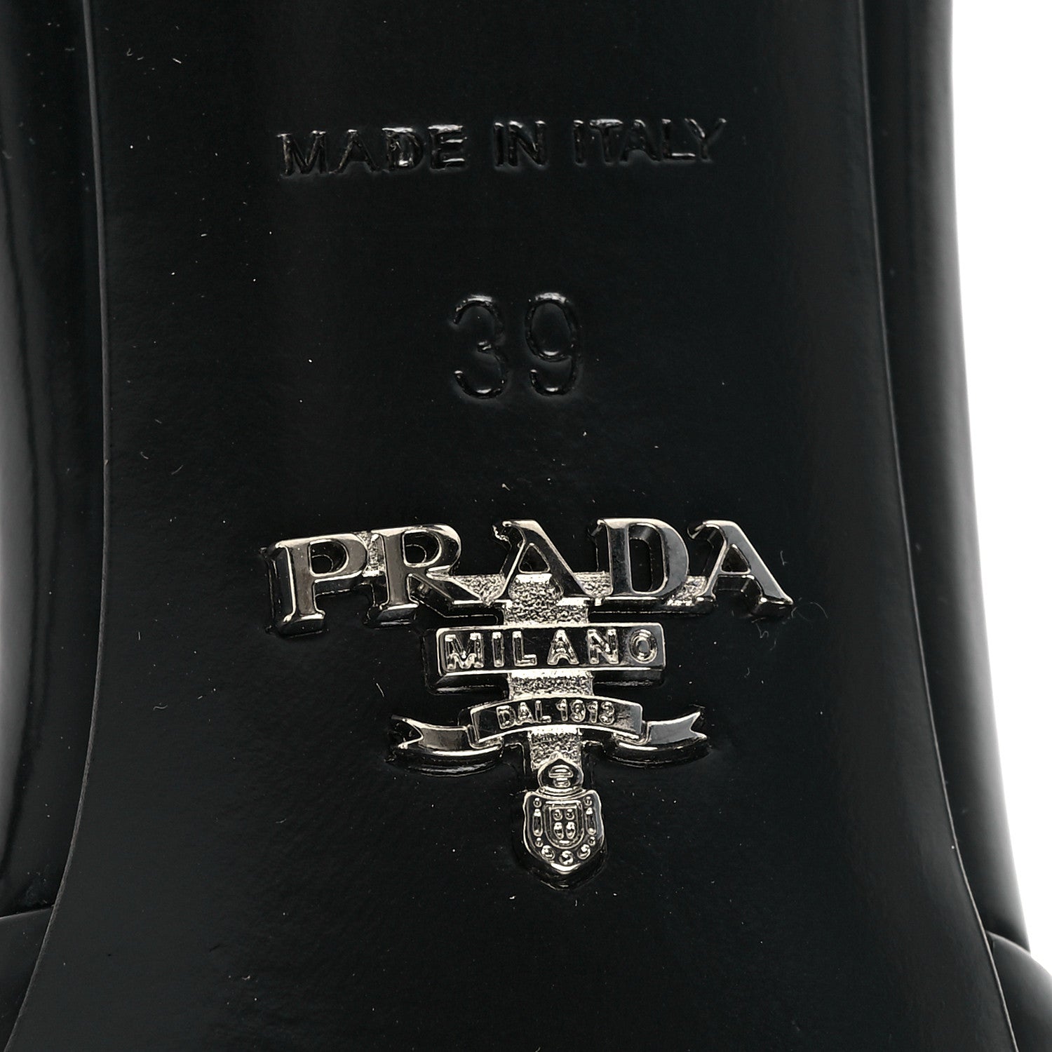 Prada Spazzolato Logo 75mm Slide Sandals 39 Black 6 of 8