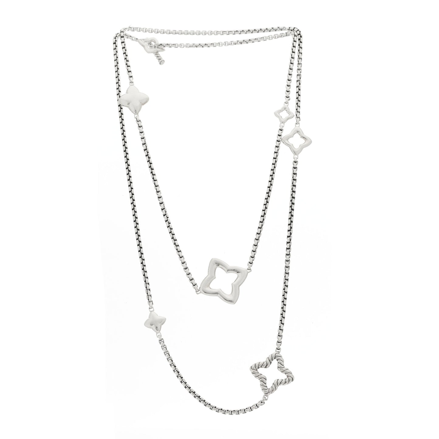 Sterling Silver 25mm Quatrefoil Chain Necklace