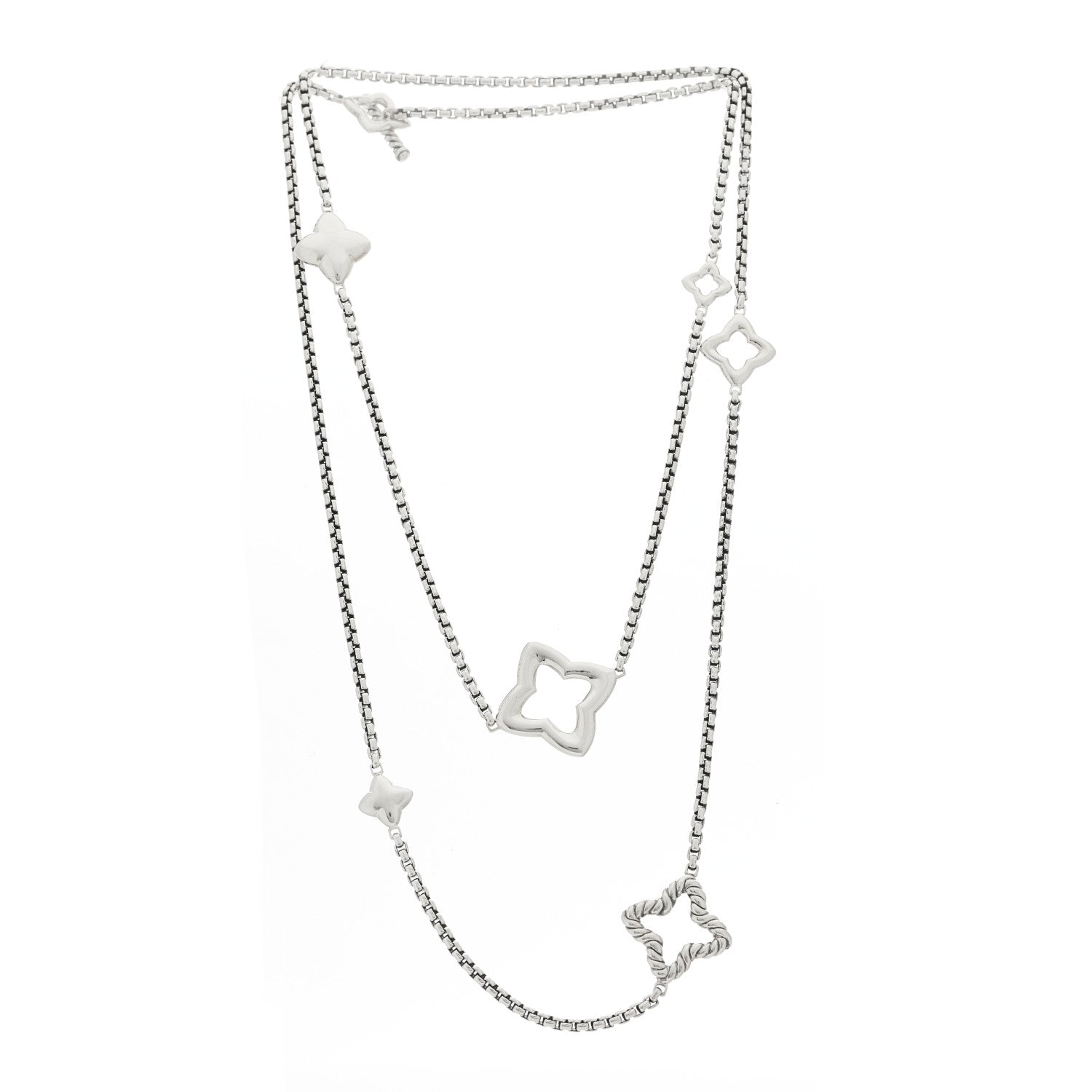 David Yurman Sterling Silver 25mm Quatrefoil Chain Necklace 3 of 4