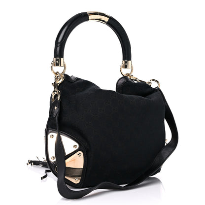 Gucci Monogram Medium Indy Top Handle Hobo Black 3 of 12