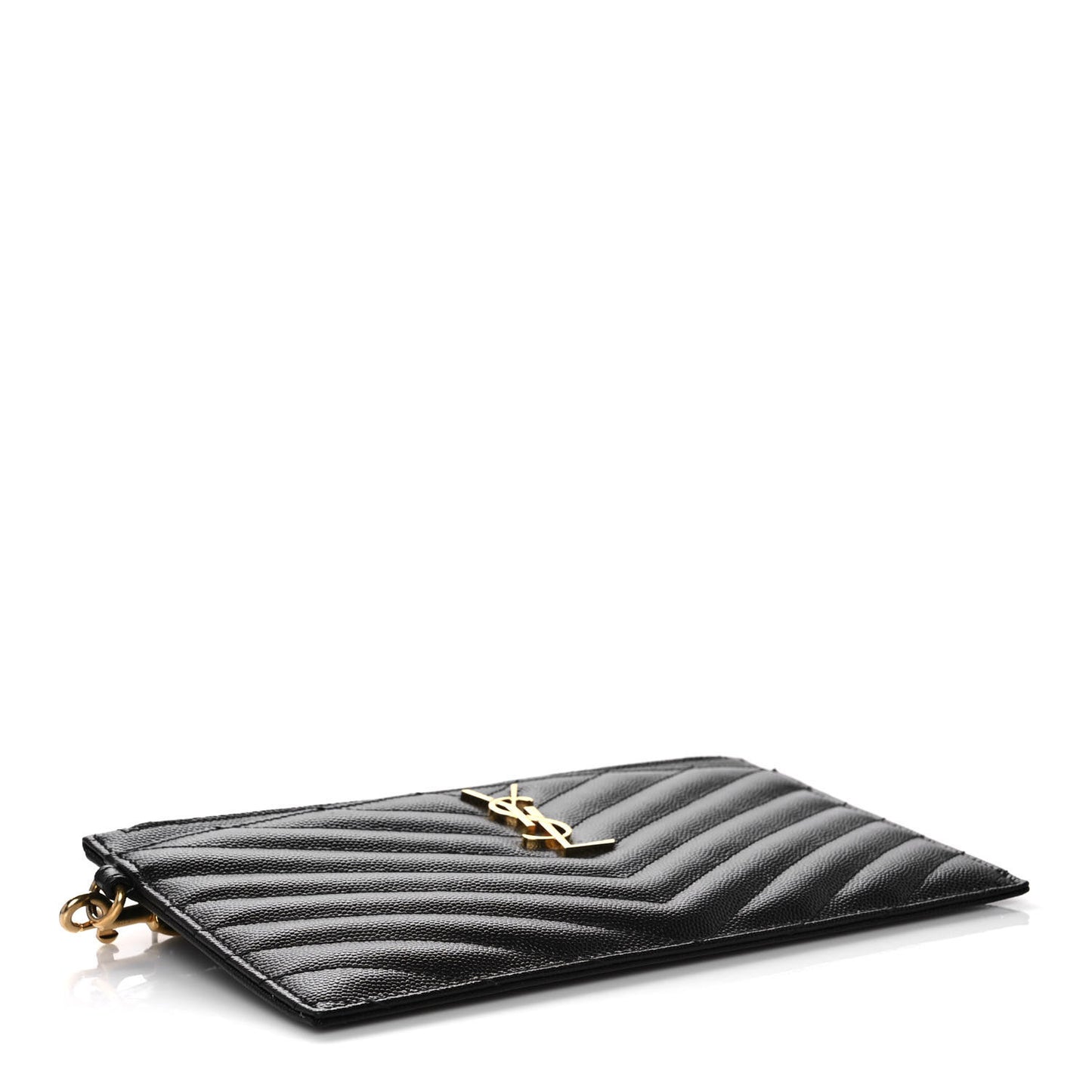 Grain De Poudre Chevron Monogram Large Bill Pouch Black