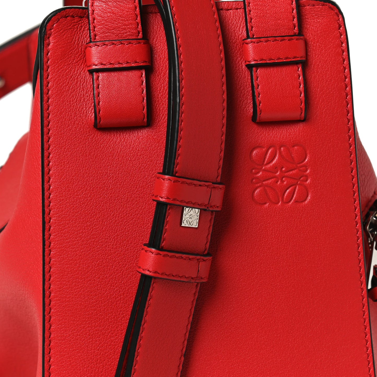 Grained Calfskin Small Hammock Shoulder Bag Scarlet Red