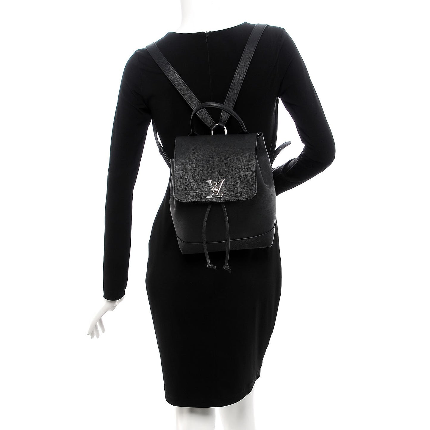 Calfskin Lockme Backpack Black