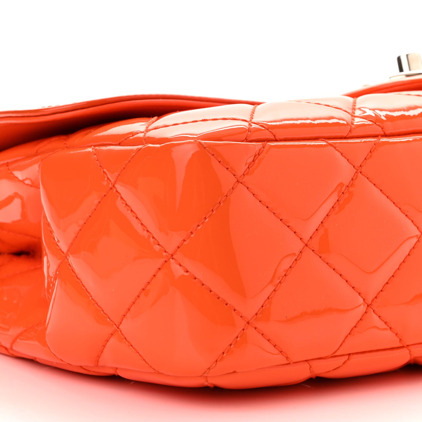 Patent Quilted Coco Shine Flap Orange