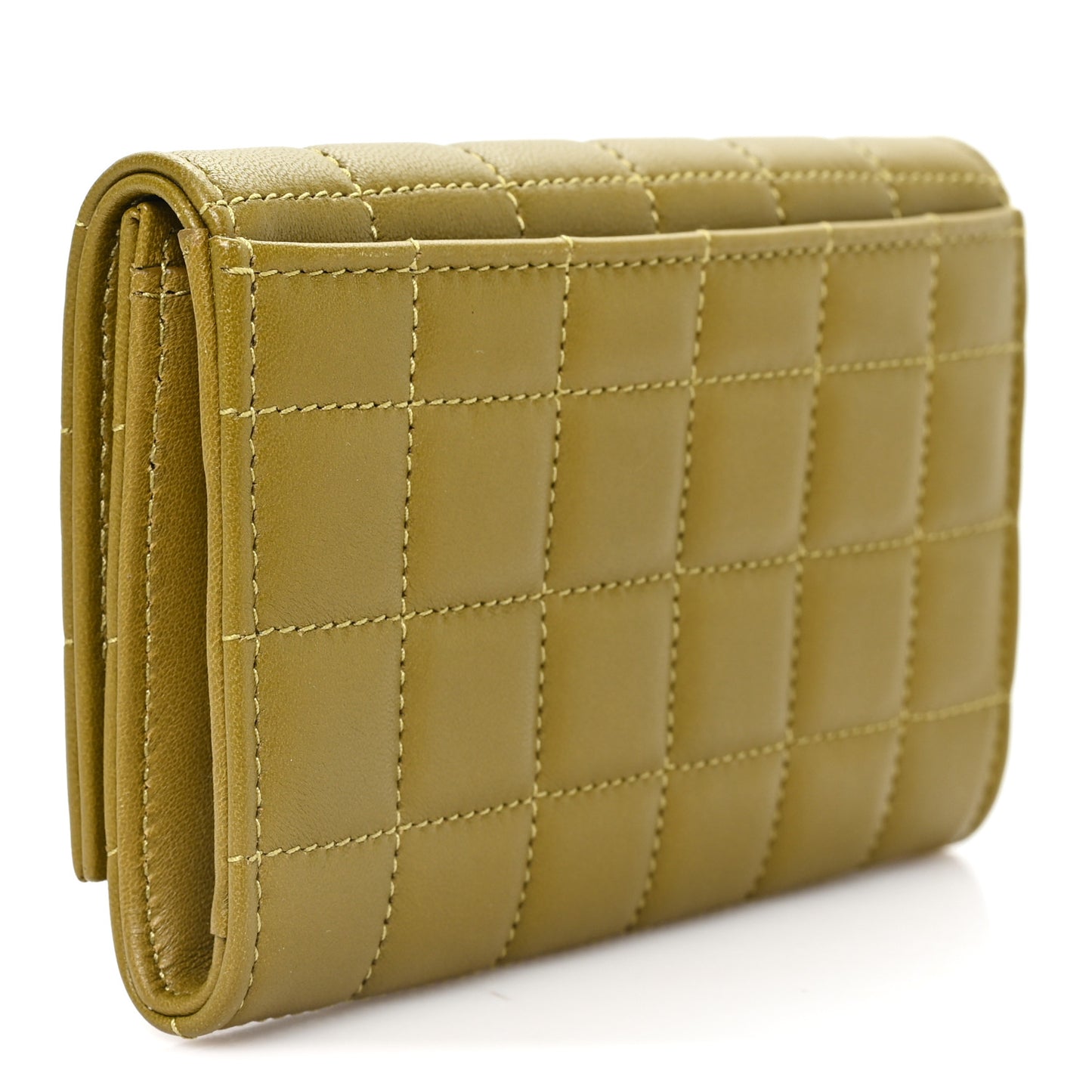 Lambskin Carre Quilted Cassandre Small Envelope Wallet Olive Drab