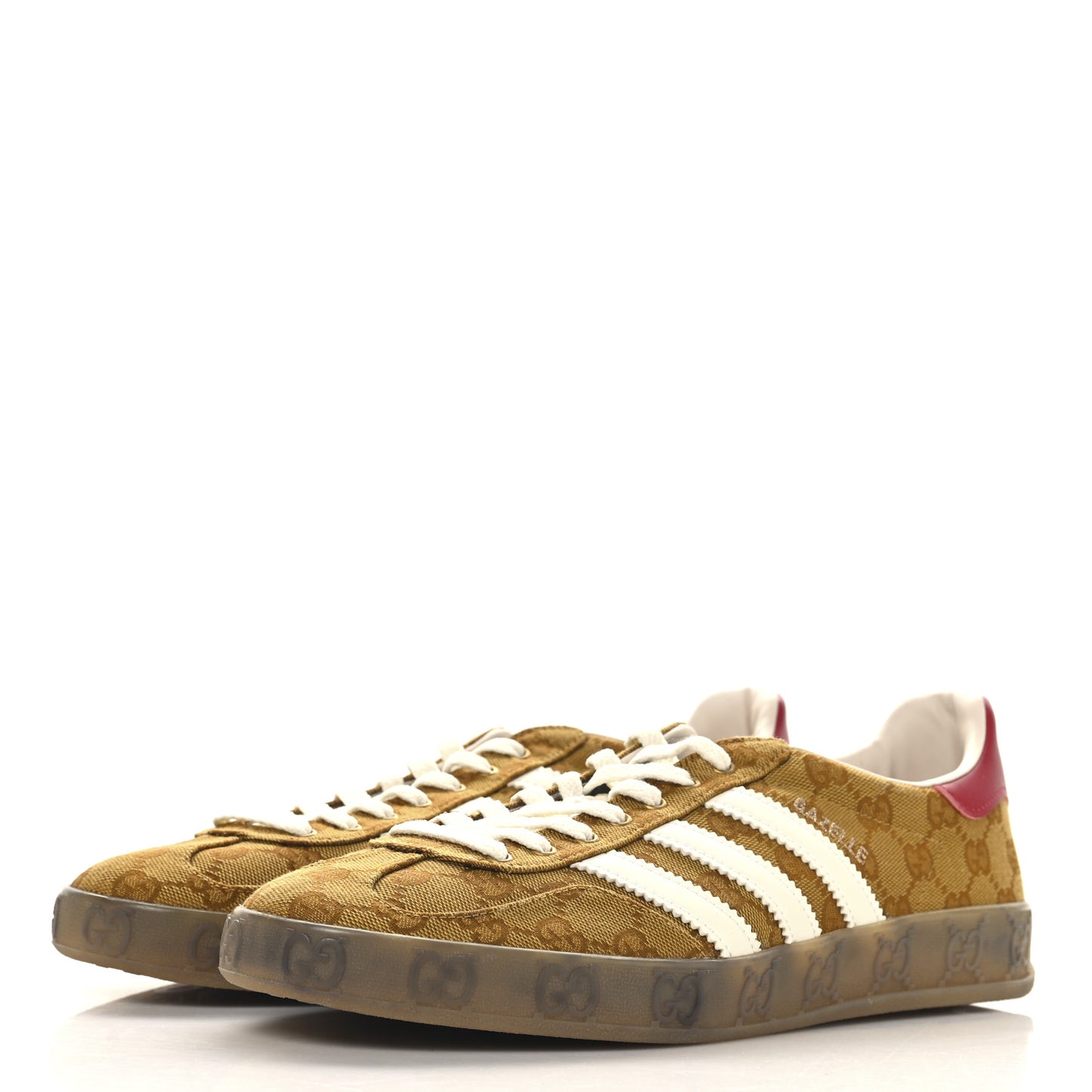 X ADIDAS Vintage GG Monogram Mens Gazelle Sneakers 11 Mid Natural Nut Off White