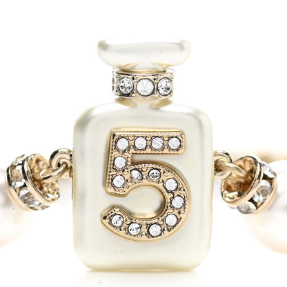 Chanel Pearl Resin Crystal CC No 5 Perfume Bottle Chain Belt Gold Pearly White 3 of 5