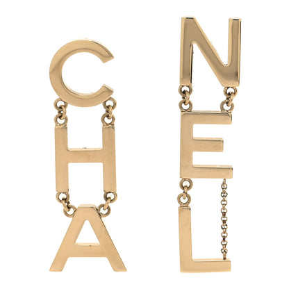 Chanel Metal Cha-Nel Logo Drop Earrings Gold 1 of 5