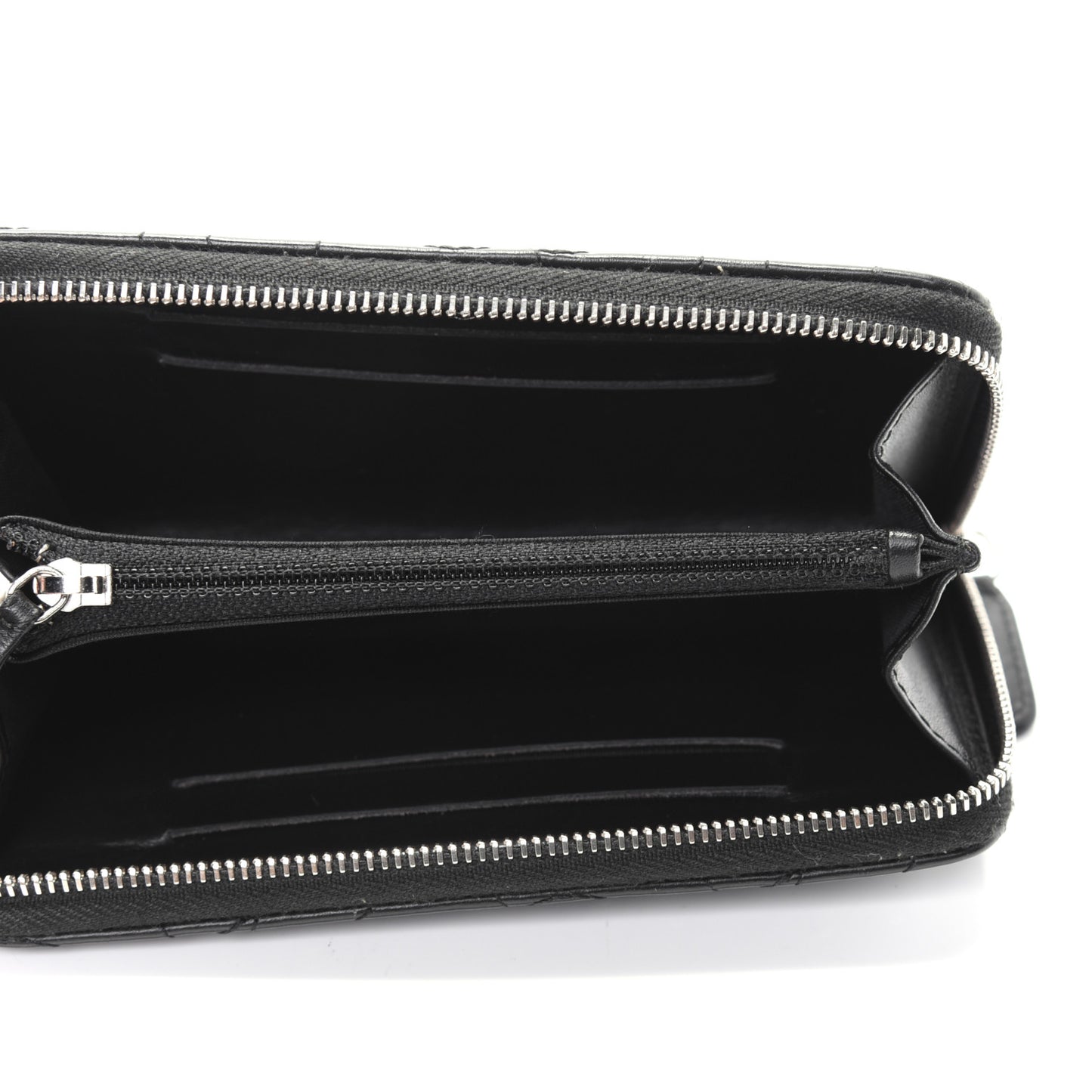 Lambskin Camellia Studded Large Gusset Zip Around Wallet Black