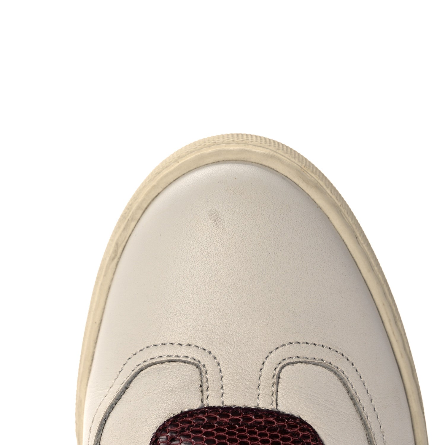 Hermes Calfskin Lizard Womens Quicker Sneakers 38 White Bordeaux 9 of 11