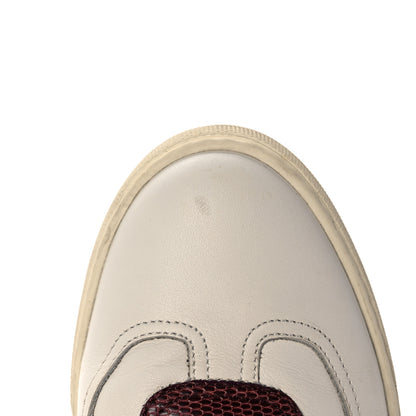 Hermes Calfskin Lizard Womens Quicker Sneakers 38 White Bordeaux 9 of 11